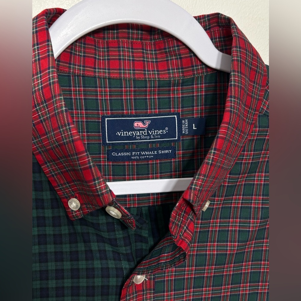 New! Vineyard Vines Tartan Plaid Poplin Button Down Whale Shirt Mens Size Large - Picture 4 of 9